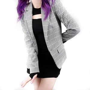 Pink & blue plaid detail blazer | Size 2